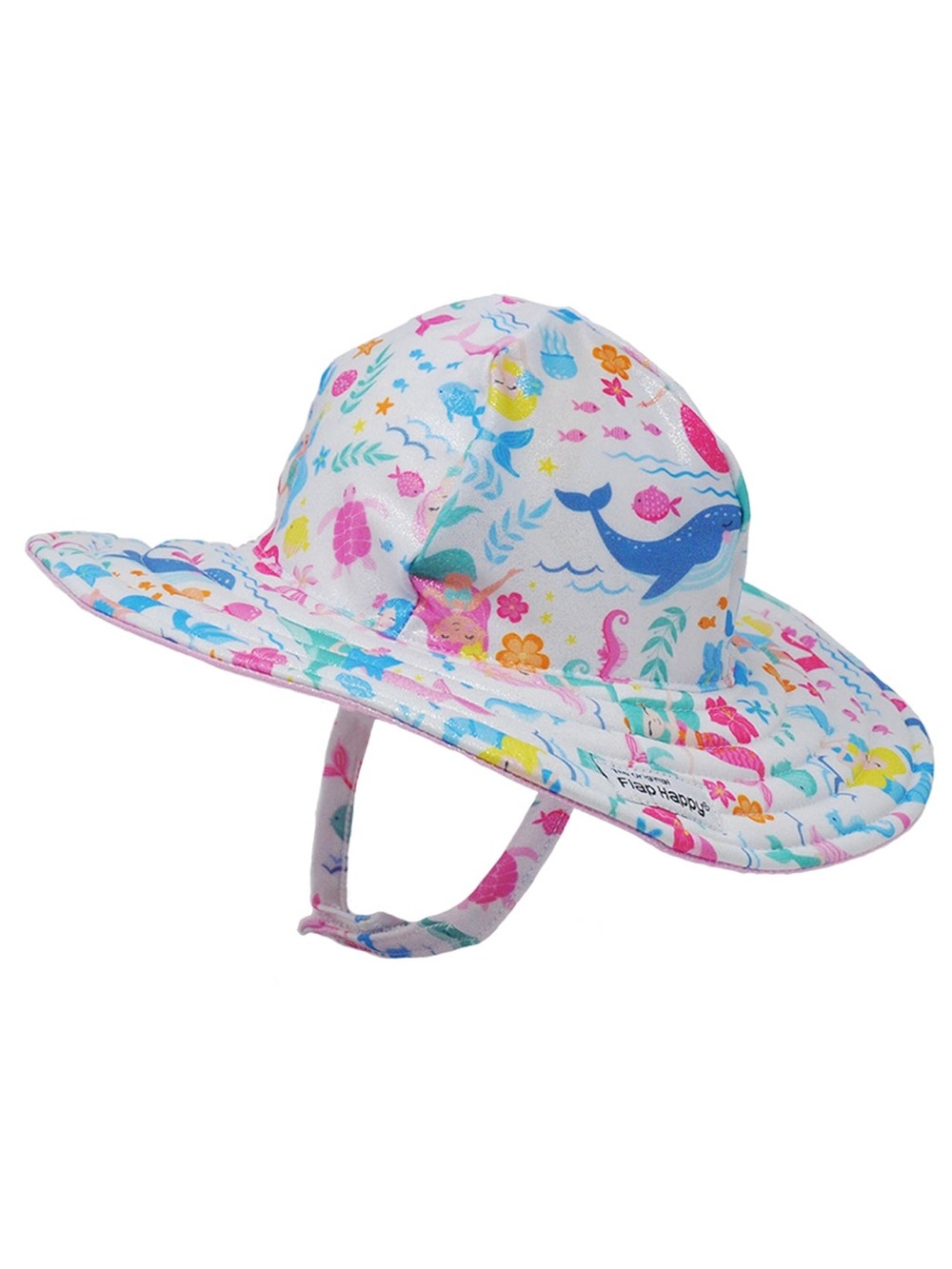 Flap Happy Mermaid UPF 50+ Summer Splash Sun Bucket Swim Hat Medium 6-12 Months